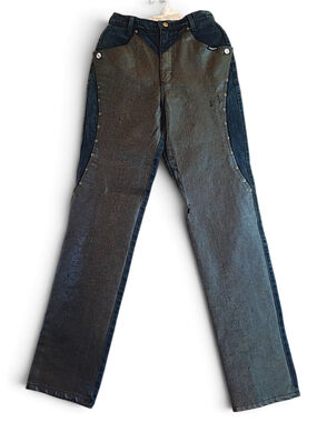 vintage Roughrider TALL straight leg jeans faux leather 80s cowgirl mock chaps